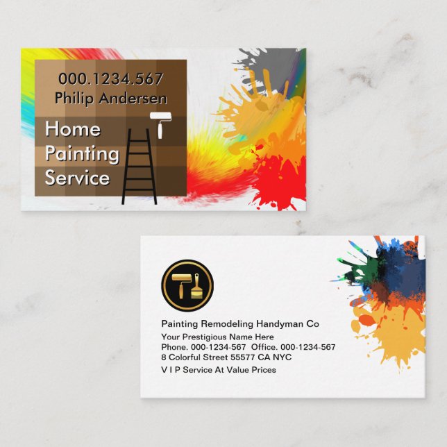 Splashes Of Paint Splatter Painting Business Card (Front/Back)