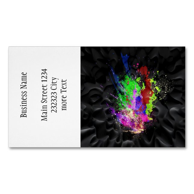 splashes on black 	Magnetic business card (Front)