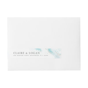 Splashing Blue Waves Coastal Wedding Wraparound Address Label