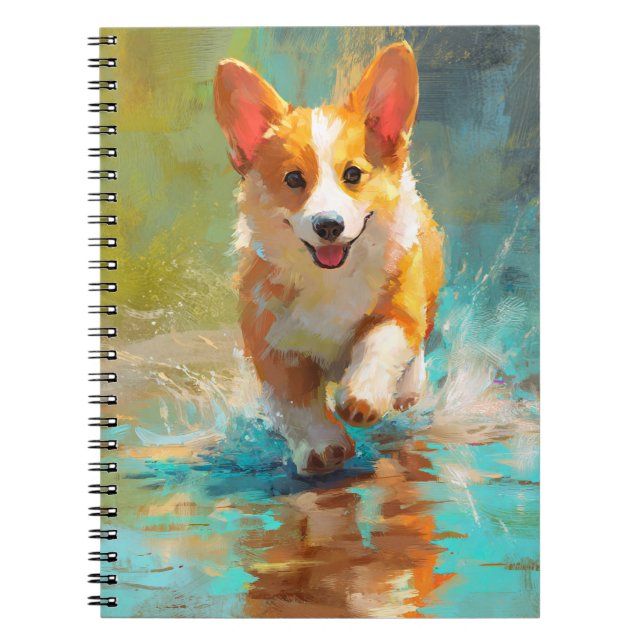 Splashing Corgi Notebook (Front)