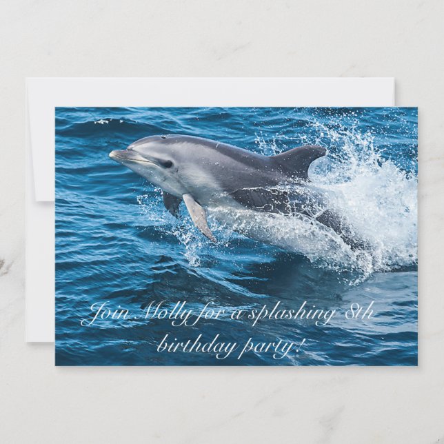 Splashing Dolphin Birthday Invitations (Front)