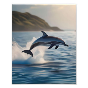 Splashing Leaping Solo Dolphin In The Ocean, Photo Print