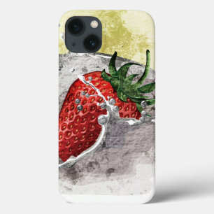 Splashing strawberry artistic design iPhone 13 case