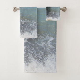 Splashing Waves on Wharf Design Bath Towel Set
