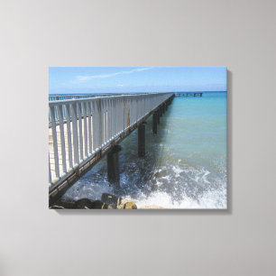 Splashing Waves on Wharf Design Canvas Print