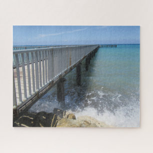 Splashing Waves on Wharf Design Jigsaw Puzzle