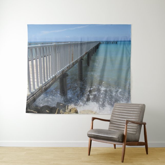 Splashing Waves on Wharf Design Tapestry (In Situ (Horizontal))