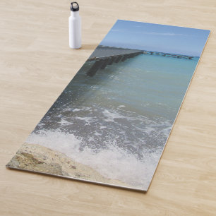 Splashing Waves on Wharf Design Yoga Mat