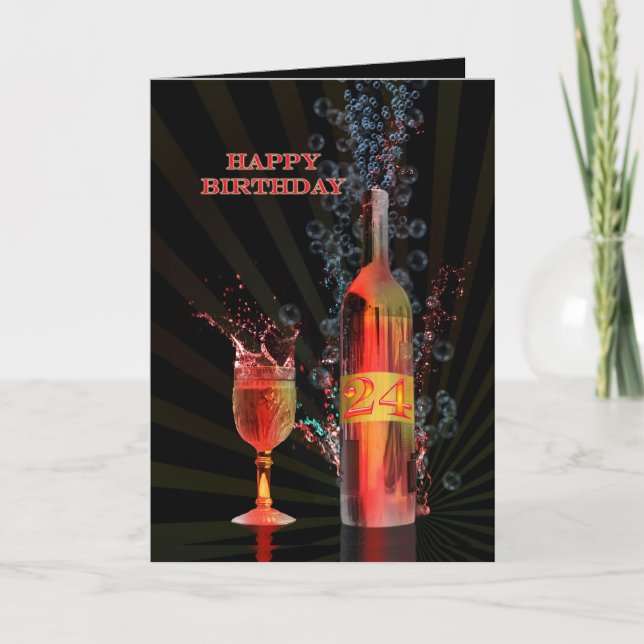 Splashing wine 24th birthday card (Front)
