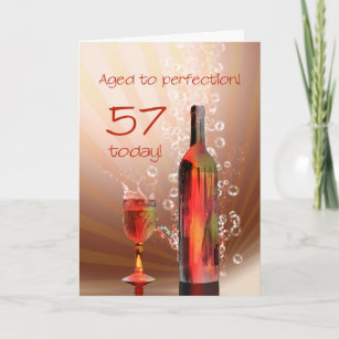 Splashing wine 57th birthday card