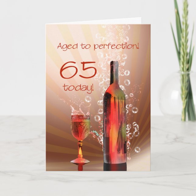 Splashing wine 65th birthday card (Front)