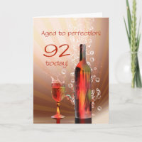 Splashing wine 92nd birthday card