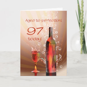 Splashing wine 97th birthday card
