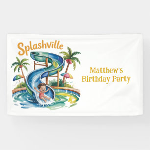 Splashville Water Slide Boy Birthday Party Banner