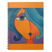 Splashy Bright Orange Pop Art Portrait Note Book
