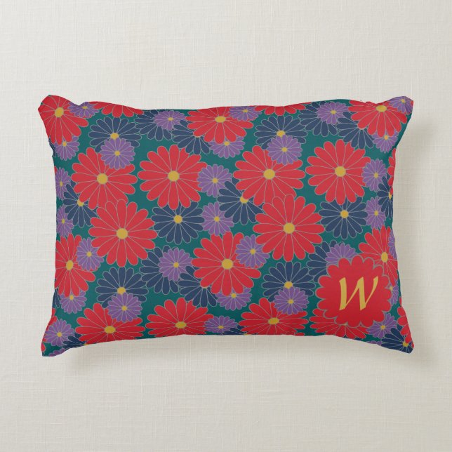 Splashy Fall Floral Accent Pillow (Front)