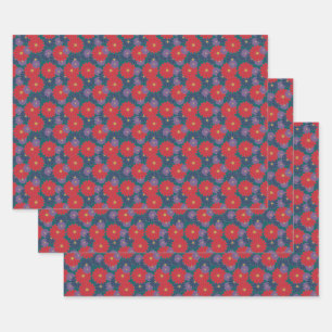 Splashy Fall Floral Wrapping Paper Set