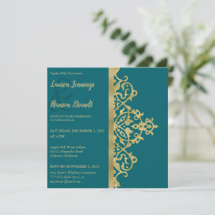 Splashy Gold Elegance Wedding Invitation