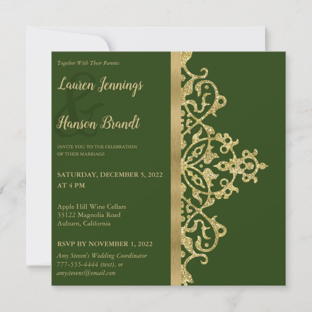 Splashy Gold Elegance Wedding Invitation (Front)