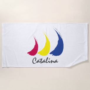 Splashy Sails_Paint-The-Wind_Catalina Beach Towel