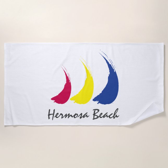 Splashy Sails_Paint-The-Wind_Hermosa Beach Towel (Front)
