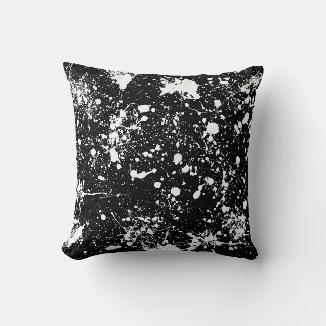 Splatter Art Pattern Throw Pillow (Front)