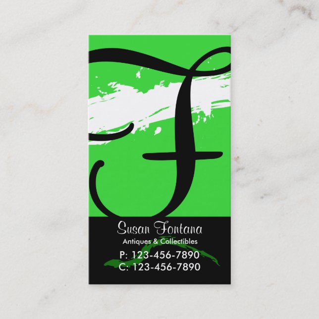 Splatter Business Card/ Green Card (Front)