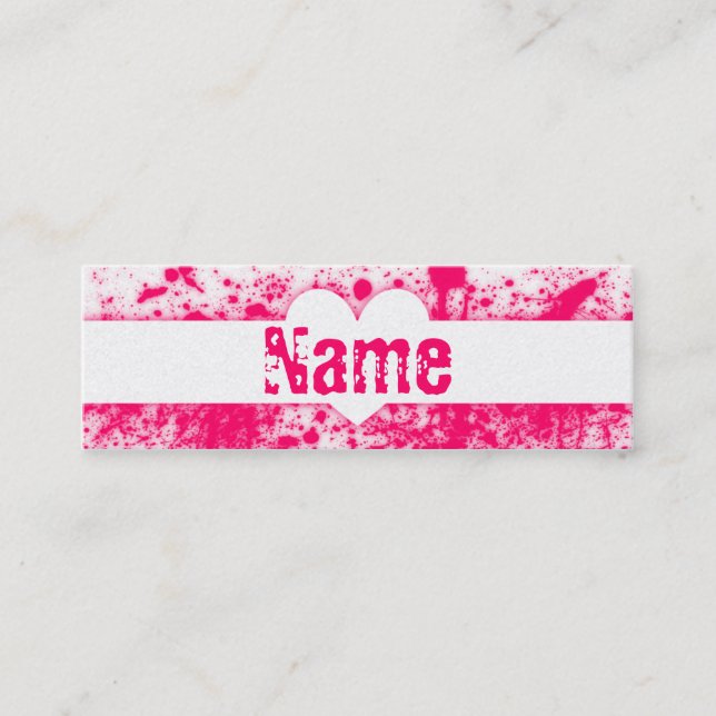 Splatter Hearts Pink Mini Business Card (Front)