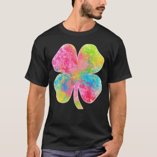 Splatter Irish Shamrock Lucky Fourleaf Clover Patr T-Shirt