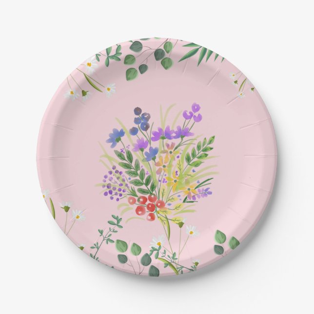 Splatter  of Flowers Paper Plate (Front)
