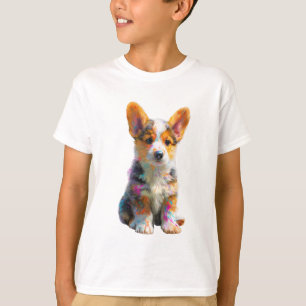 Splatter Paint Corgi Puppy Kids T-Shirt