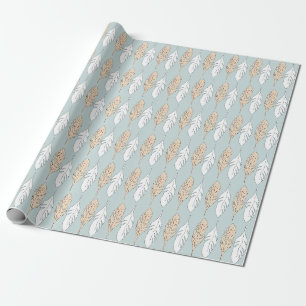 Splatter-Paint Feathers Wrapping Paper