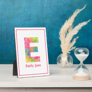 Splatter Paint Letter E Custom Nursery Tabletop Plaque