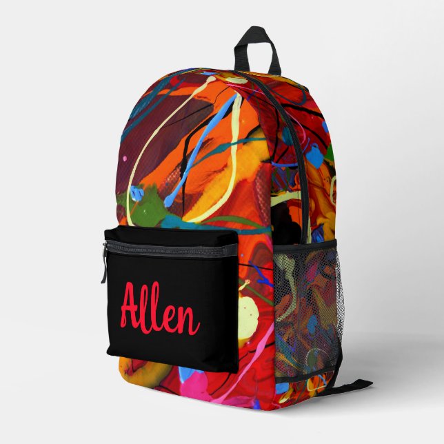 Splatter Paint Personalized Printed Backpack (Back Corner Right)