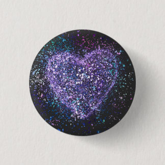 Splatter Paint Purple Heart 1 Inch Round Button
