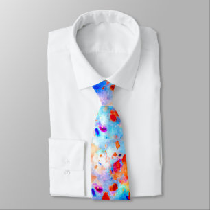 Splatter Paint Rainbow of Bright Color Background  Tie