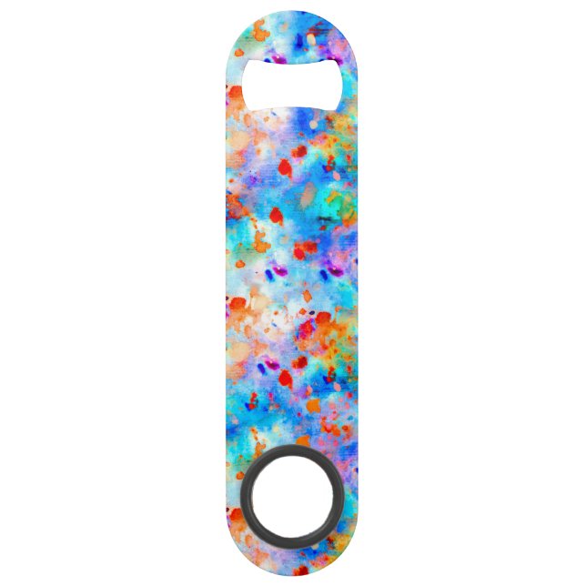 Splatter Paint Rainbow of Bright Colour Background Bar Key (Front)