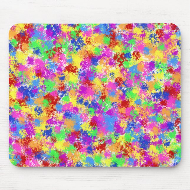 Splatter Paint Rainbow of Bright Colour Background Mouse Pad (Front)