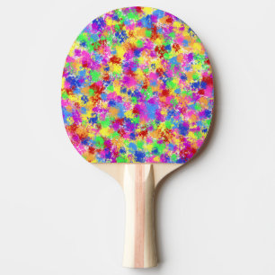 Splatter Paint Rainbow of Bright Colour Background Ping Pong Paddle