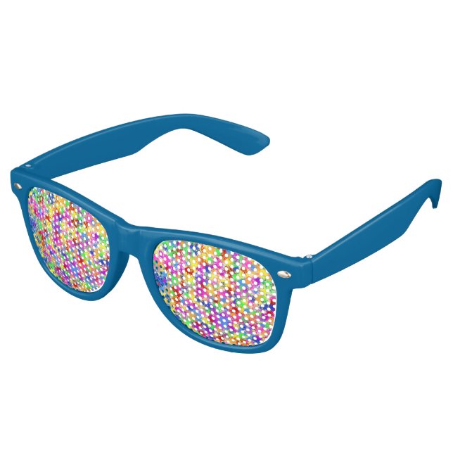 Splatter Paint Rainbow of Bright Colour Background Retro Sunglasses (Angled)