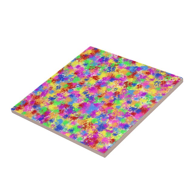 Splatter Paint Rainbow of Bright Colour Background Tile (Side)
