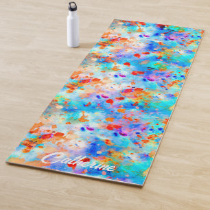 Splatter Paint Rainbow of Bright Colour Background Yoga Mat