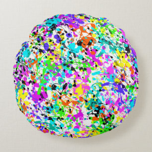 Splatter Paint Round Pillow