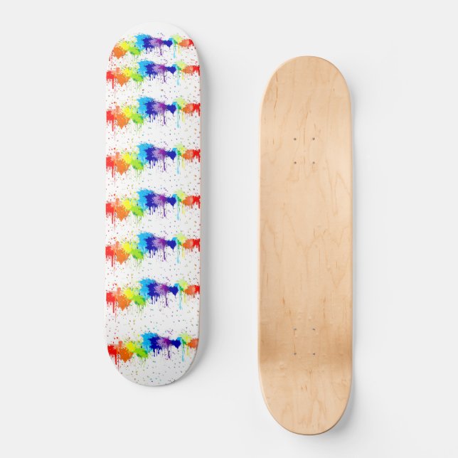 Splatter paint skate deck colourful (Front)