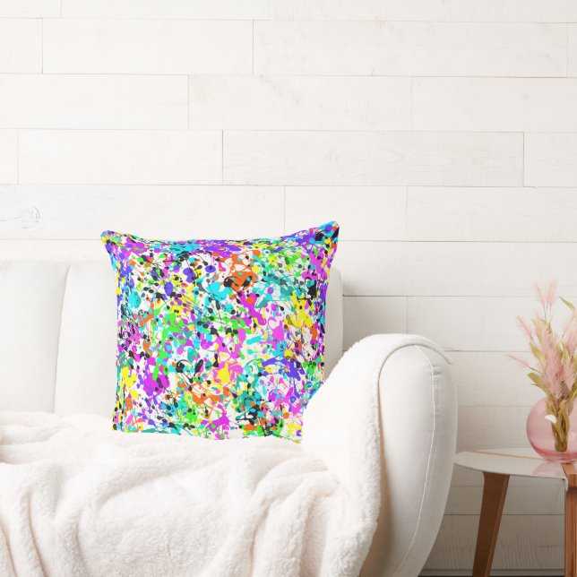 Splatter Paint Throw Pillow (Couch)