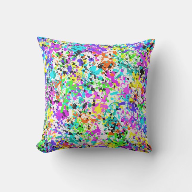 Splatter Paint Throw Pillow (Front)