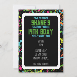 Splatter Paintball Birthday Invitation