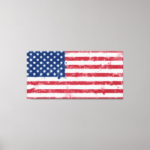 Splatter Painted American Flag Canvas Print