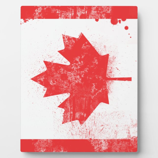 Splatter Painted Flag of Canada Plaque (Front)