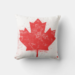 Splatter Painted Flag of Canada Throw Pillow
